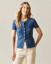 Women's Rib Cardigan Tee - Ensign Blue
