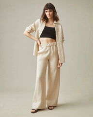Women's Linen Wide Leg Pant - Cotton
