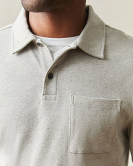 Men's Brushed Long Sleeve Polo - Sand Shell Heather