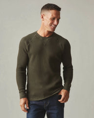 Men's Waffle Long Sleeve Crew - Deep Olive