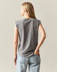 Women's Premium Slub Cap Sleeve V-Neck - Steel Grey