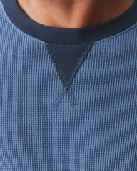 Men's Colorblock Summit Waffle Long Sleeve Crew - Marine Navy Oxford Blue