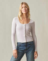 Women's Luxe Rib Square Neck Cardigan - Ashes of Roses