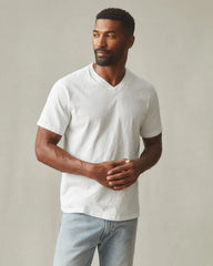 Men's Premium Slub V-Neck Tee - Bone