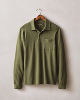 Men's Brushed Long Sleeve Polo - Olive Night Heather