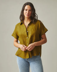 Women's Linen Shirt - Fir Green