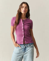 Women's Rib Cardigan Tee - Damson