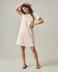 Women's T-Shirt Dress - Striped - Cork Stripe