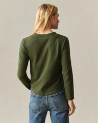 Women's Premium Slub Curved Hem Long Sleeve - Rifle Green