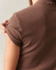 Women's Rib Cardigan Tee - Downtown Brown