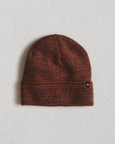 Cuffed Marled Merino Wool Beanie - Marled Rust Black