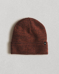 Cuffed Marled Merino Wool Beanie - Marled Rust Black