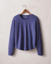 Women's Premium Slub Curved Hem Long Sleeve - Navy Blue