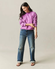 Women's Relaxed French Terry Crew - Cattleya Orchid