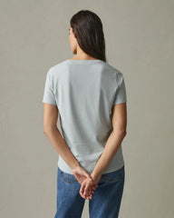 Women's Classic Cotton V-Neck Tee - Pearl Blue
