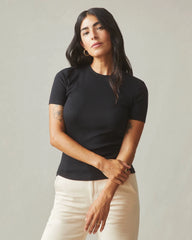 Women's Luxe Rib Crew Tee - Meteorite