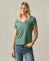 Women's Classic Cotton V-Neck Tee - Dark Forest