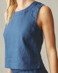 Women's Linen Tank - Marine Navy
