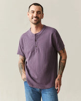 Men's Broken-In Premium Slub Henley - Vintage Hortensia