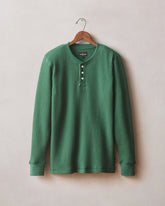Men's Waffle Long Sleeve Henley - Hunter Green