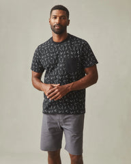 Men's Pocket Tee - Black White Print