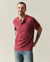 Men's Brushed Henley - Syrah Heather