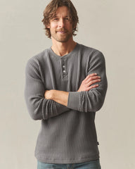 Men's Waffle Long Sleeve Henley - Thunderstorm