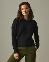 Women's Chunky Cotton Crew Sweater - Black