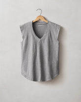 Women's Premium Slub Cap Sleeve V-Neck - Steel Grey