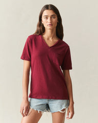 Women's Premium Slub Pocket Tee - Syrah