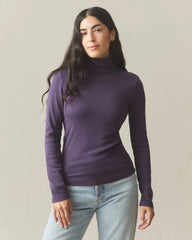 Women's Luxe Rib Turtleneck - Purple Velvet