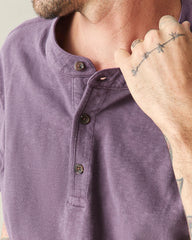 Men's Broken-In Premium Slub Henley - Vintage Hortensia