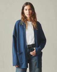 Women's French Terry Cardigan - Marine Navy