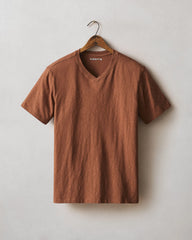 Men's Premium Slub V-Neck Tee - Cambridge Brown