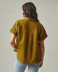 Women's Linen Shirt - Fir Green