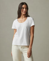 Women's Classic Cotton Scoop Tee - White