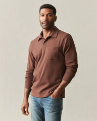 Men's Brushed Long Sleeve Polo - Tiramisu Heather