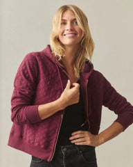 Women's Diamond Stitch Classic Full Zip - Pomegranate