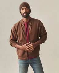 Men's Fleece Bomber Jacket - Cocoa