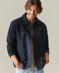 Men's French Terry Twill Shacket - Dress Navy