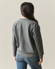Women's Relaxed French Terry Crew - Grey Pinstripe