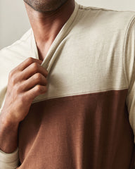 Men's Hemp Colorblock Long Sleeve Tee - Feather Grey Tiramisu