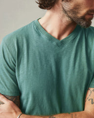 Men's Premium Slub V-Neck Tee - Bristol Blue