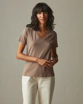 Women's Classic Cotton V-Neck Tee - Pine Bark