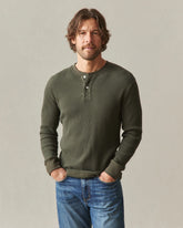 Men's Waffle Long Sleeve Henley - Loden