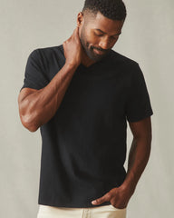 Men's Premium Slub V-Neck Tee - Black