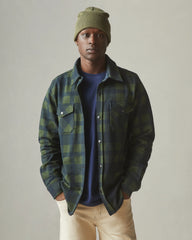 Unisex Redwood Fleece Overshirt - Kombu Green Plaid
