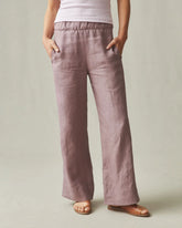 Women's Linen Wide Leg Pant - Twilight Mauve