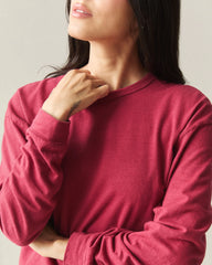 Women's Hemp Long Sleeve Crew Tee - Rio Red