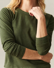 Women's Premium Slub Curved Hem Long Sleeve - Rifle Green